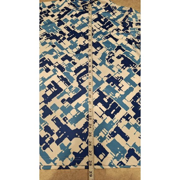 ShankitGolf Polo Shirt Mens Medium Blue White Abstract Pattern Golf Stretch Top - Picture 9 of 9